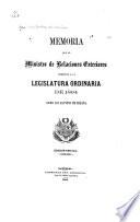 Memoria que el ministro de Relaciones Exteriores presenta a la legislatura ordinaria de 1864 sobre los asuntos de España