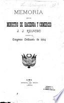 Memoria que presenta al Congreso de ... el Ministro de Hacienda y Comercio