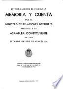 Memoria y cuenta ... presentada al Congreso Nacional en sus sesiones ordinarias