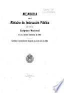 Memoria y cuenta que el Ministro de Educación presenta al Congreso Nacional de la República de Venezuela