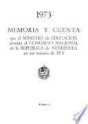 Memoria y cuenta que el Ministro de Educación presenta al Congreso Nacional de la República de Venezuela