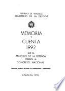 Memoria y cuenta ... que el Ministro de la Defensa presenta al Congreso Nacional