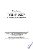 Memorias del Primer Foro Nacional sobre las Finanzas de la Educación Superior