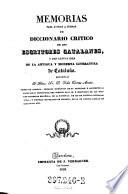 Memorias para ayudar a formar un diccionario critico de los escritores catalanes