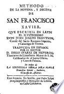 Methodo de la novena y decena de San Francisco Xavier