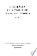 Miscelánea en memoria de dom Mario Ferotin, 1914-1964