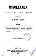 Miscelánea religiosa, política y literaria