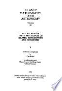 Miscellaneous texts and studies on Islamic mathematics and astronomy