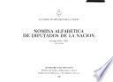 Nómina alfabética de diputados de la Nación, período 1854-1991
