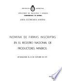 Nomina de firmas inscriptos en el registro nacional de productores mineros