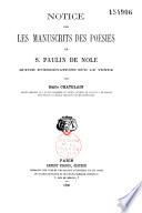 Notice sur les manuscrits des poésies de S. Paulin de Nole