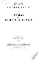 Obras completas. [Editado par la Comisión Editora de las Obras Completas de Andrés Bello: Temas de crítica literaria; Prólogo .. . Arturo Uslar Pietri