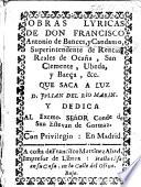 Obras Lyricas ... que saca a luz D. Julian del Rio Marin