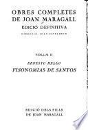 Obres completes de Joan Maragall: Fisonomías de santos, por Ernesto Hello, versió castellana