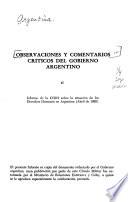 Observaciones y comentarios críticos del gobierno argentino al informe de la CIDH sobre la situación de los derechos humanos en Argentina, abril de 1980