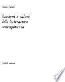 Occasioni e valori della letteratura contemporanea