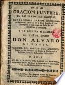 Oración fúnebre en las piad. ex. que la Univ. de Salam celebró en su R. Capilla de S. Geronimo el dia 11 de Julio de 1750 a la memoria de D. Alvaro de Navia... dixola Fr. Basilio de Mendoza...