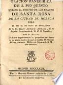 Oración panegirica de S. Pio V que en el Templo de las Beatas de la Ciudad de Huesca dixo el dia 11 de Mayo de 1777 Fr. Josef Anto Anzano de Sta Rosa