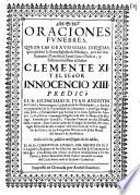 Oraciones funebres ... que celebrò la Santa Iglesia de Malaga, por los dos Summos Pontifices ... Señor Clemente XI y el Señor Innocencio XIII