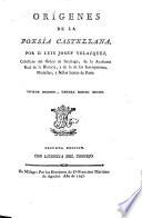 Origenes de la Poesia Castellana. 2. Ed
