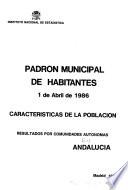 Padrón municipal de habitantes, 1 de abril 1986