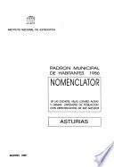 Padrón municipal de habitantes, 1986: Asturias