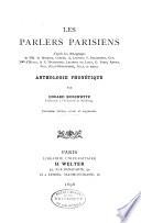 Parlers Parisiens: anthologie phonetique