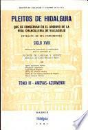 Pleitos de hidalguía que se conservan en el Archivo de la Real Chancillería de Valladolid: Anievas-Azurmendi