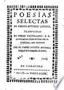 Poesias selectas de varios autores latinos traducidas en verso castellano ... por el P. Joseph Morell S.J.