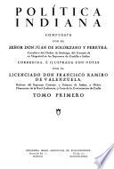 Politica Indiana por Juan de Solorzano y Pereyra