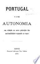 Portugal e a sua autonomia em relação ao novo principio das nacionalidades segundo as raças