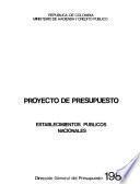 Proyecto de presupuesto, establecimientos públicos nacionales
