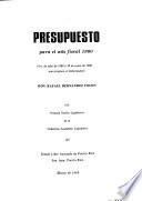 Proyecto de presupuesto - [Estado Libre Asociado de Puerto Rico, Oficina del Gobernador]