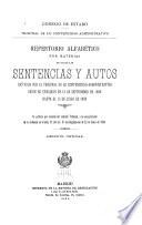 Repertorio alfabético por materias de todas las sentencias y autos