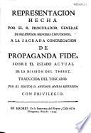 Representacion sobre el estado actual de la mission de Thibet