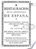 Restauracion de la abundancia de España