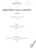 Resultados del Observatorio nacional argentino en Córdoba ...