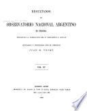 Resultados del Observatorio nacional argentino en Córdoba ...