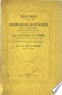 Resumen de las Actas y tareas de la Academia Nacional de Nobles Artes de San Fernando durante el año académico de 1869 a 1870