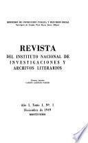 Revista del Instituto Nacional de Investigaciones y Archivos Literarios