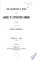 Revue bibliographique et critique des langues et littératures romanes