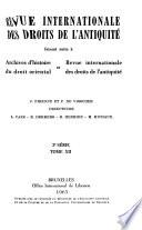 Revue internationale des droits de l'antiquité