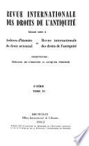 Revue internationale des droits de l'antiquité