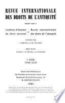 Revue internationale des droits de l'antiquité