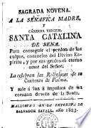 Sagrada novena a la serafica madre y cándida Virgen Santa Catalina de Sena