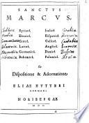 Sanctus Marcus, Syriacè, Ebraicè, Graecè, Latinè, Germanicè, Bohemicè, Italicè, Hispanicè, Gallicè, Anglicè, Danicè, Polonicè. Ex dispositione & adornatione Eliae Hutteri