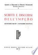 Scritti E Discorsi Di Benito Mussolini