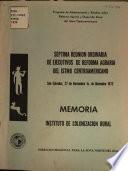 Septima Reunion de Ejecutivos de Reforma Agraria Del Istmo Centroamericano