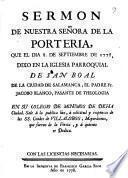Sermon de Nuestra Señora de la Porteria que el dia 8 de septiembre de 1778