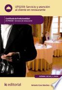 Servicio y atención al cliente en restaurante. HOTR0608
